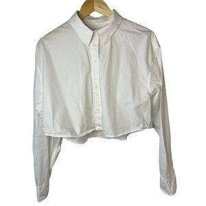 Sunday Best Cropped Collared White Button Down Size Medium